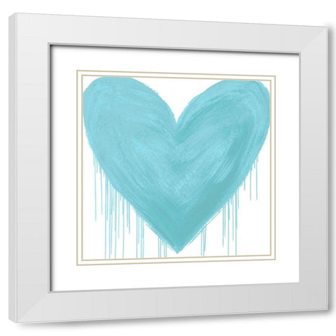 Big Hearted Aqua  White Modern Wood Framed Art Print with Double Matting by Rodgers, Lindsay