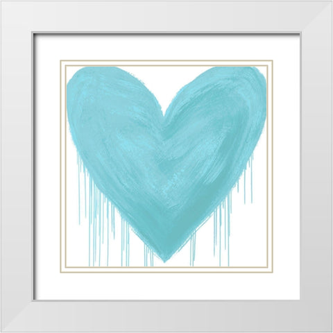 Big Hearted Aqua  White Modern Wood Framed Art Print with Double Matting by Rodgers, Lindsay