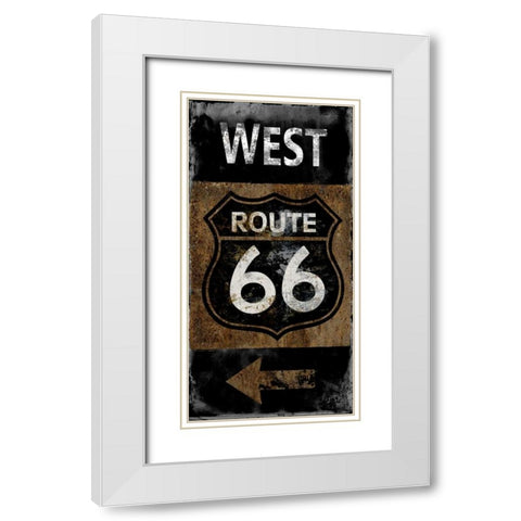 Route 66 West White Modern Wood Framed Art Print with Double Matting by Wilson, Luke