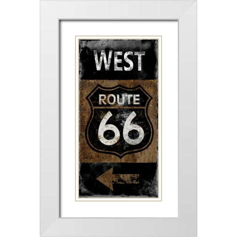 Route 66 West White Modern Wood Framed Art Print with Double Matting by Wilson, Luke