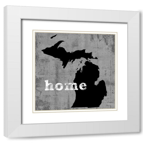 Michigan White Modern Wood Framed Art Print with Double Matting by Wilson, Luke