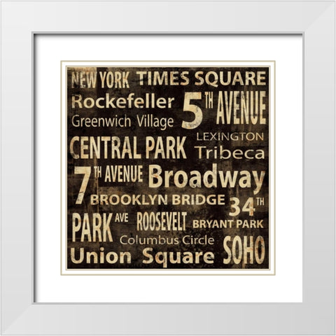 NY White Modern Wood Framed Art Print with Double Matting by Wilson, Luke