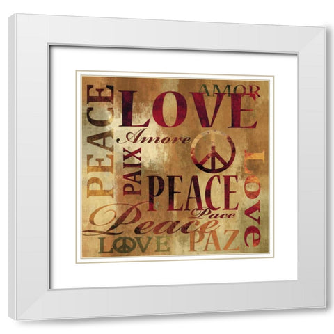 Peace and Love White Modern Wood Framed Art Print with Double Matting by Wilson, Luke
