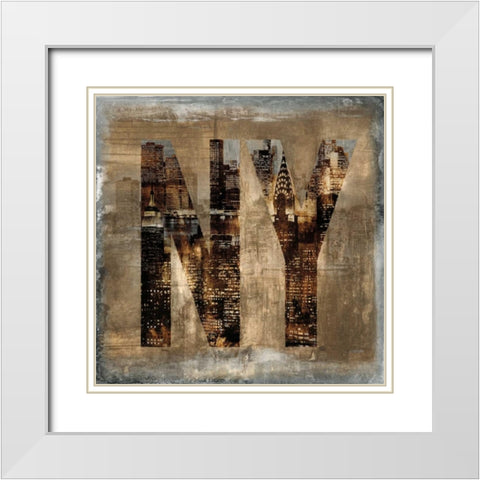 NY Revealed White Modern Wood Framed Art Print with Double Matting by Wilson, Luke