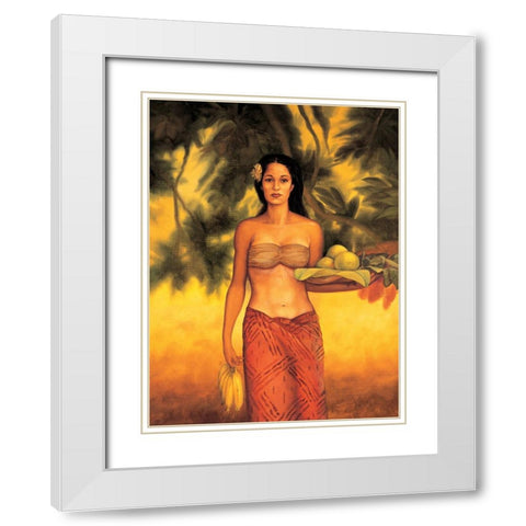 Island Woman I White Modern Wood Framed Art Print with Double Matting by Arellano, Migdalia