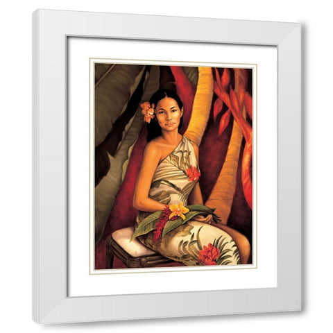 Island Woman II White Modern Wood Framed Art Print with Double Matting by Arellano, Migdalia