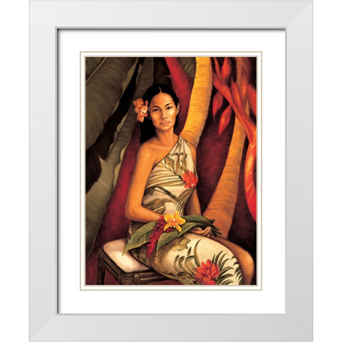 Island Woman II White Modern Wood Framed Art Print with Double Matting by Arellano, Migdalia