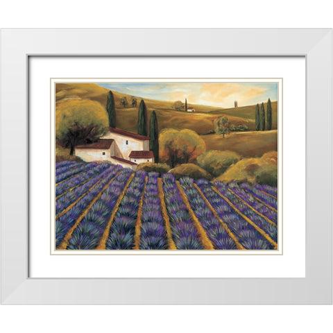 Field of Lavender II White Modern Wood Framed Art Print with Double Matting by Cooper, Michael
