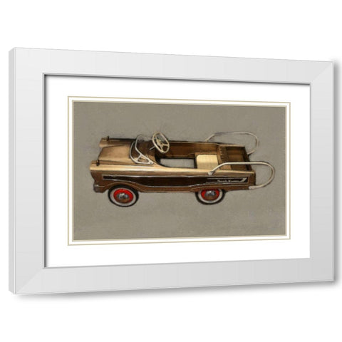 Ranch Wagon Pedal Car White Modern Wood Framed Art Print with Double Matting by Calkins, Michelle