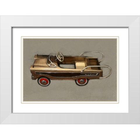 Ranch Wagon Pedal Car White Modern Wood Framed Art Print with Double Matting by Calkins, Michelle