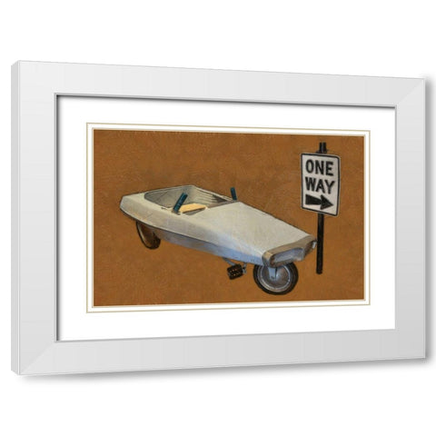 Probe Pedal Car White Modern Wood Framed Art Print with Double Matting by Calkins, Michelle