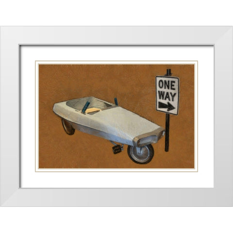 Probe Pedal Car White Modern Wood Framed Art Print with Double Matting by Calkins, Michelle