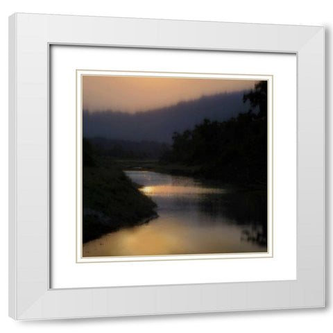 Sunlit River White Modern Wood Framed Art Print with Double Matting by Clark, Madeline