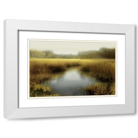 Tranquil Pond White Modern Wood Framed Art Print with Double Matting by Clark, Madeline