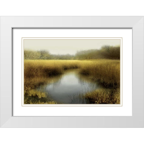 Tranquil Pond White Modern Wood Framed Art Print with Double Matting by Clark, Madeline