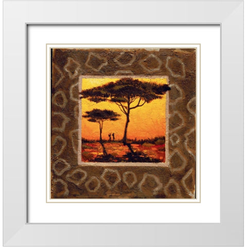 Savannah Sunset II White Modern Wood Framed Art Print with Double Matting by Madou