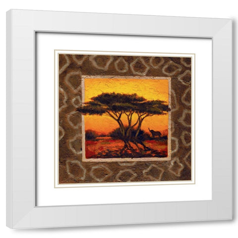 Savannah Sunset IV White Modern Wood Framed Art Print with Double Matting by Madou