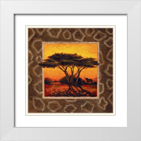 Savannah Sunset IV White Modern Wood Framed Art Print with Double Matting by Madou
