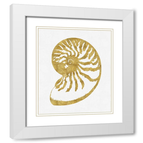 Sea Life - Gold on White III White Modern Wood Framed Art Print with Double Matting by Miller, Melonie