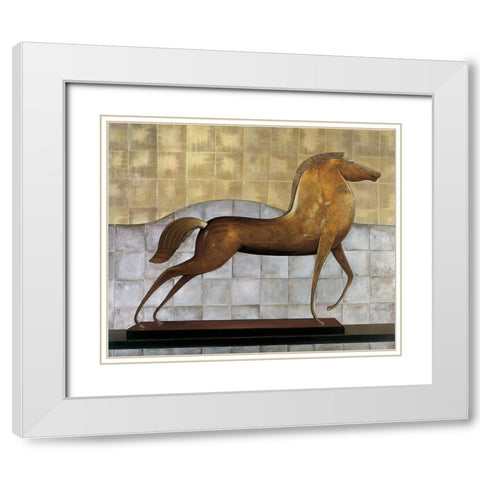 Decorative Horse I White Modern Wood Framed Art Print with Double Matting by Garnier, Michael