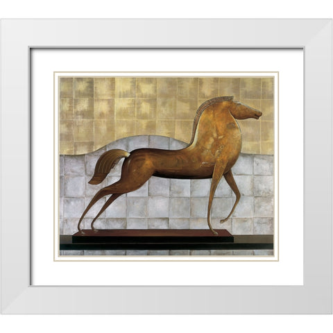 Decorative Horse I White Modern Wood Framed Art Print with Double Matting by Garnier, Michael