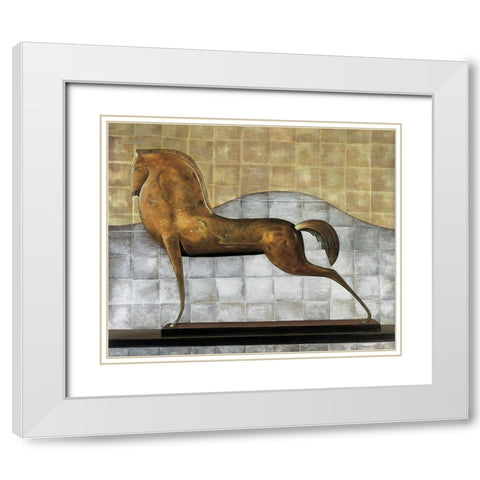 Decorative Horse II White Modern Wood Framed Art Print with Double Matting by Garnier, Michael