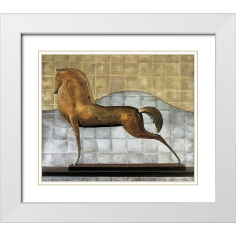 Decorative Horse II White Modern Wood Framed Art Print with Double Matting by Garnier, Michael