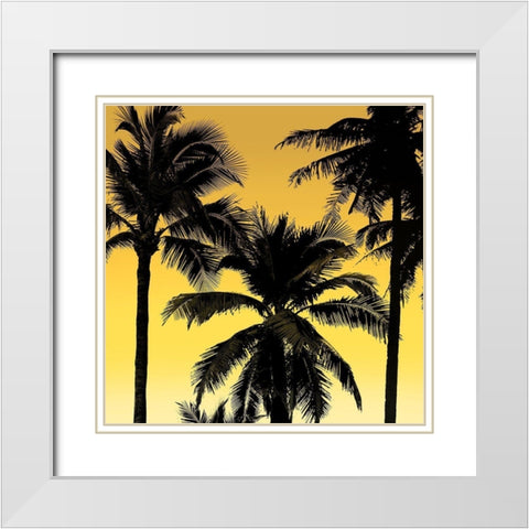 Palms Black on Yellow II White Modern Wood Framed Art Print with Double Matting by Jensen, Mia