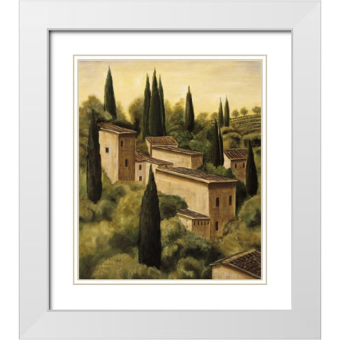 Tuscan Hillside I White Modern Wood Framed Art Print with Double Matting by Moretti, Maurizio