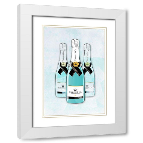 Champagne V White Modern Wood Framed Art Print with Double Matting by Pavlova, Martina
