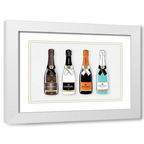 Champagne VI White Modern Wood Framed Art Print with Double Matting by Pavlova, Martina