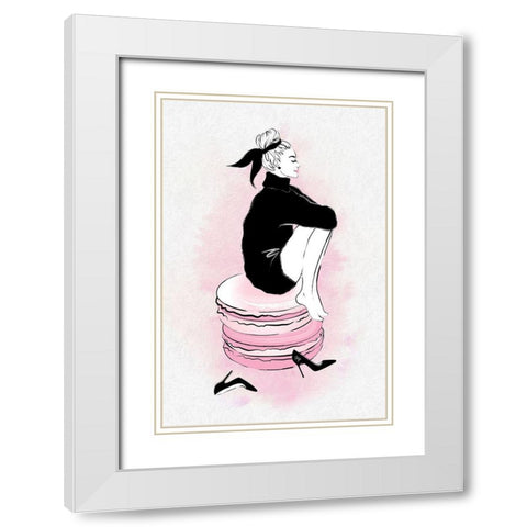 Macaron Girl White Modern Wood Framed Art Print with Double Matting by Pavlova, Martina