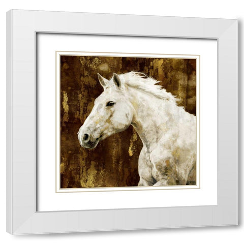 White Stallion White Modern Wood Framed Art Print with Double Matting by Rose, Martin
