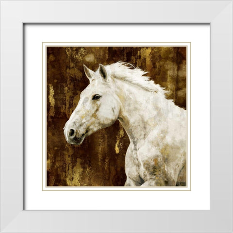 White Stallion White Modern Wood Framed Art Print with Double Matting by Rose, Martin