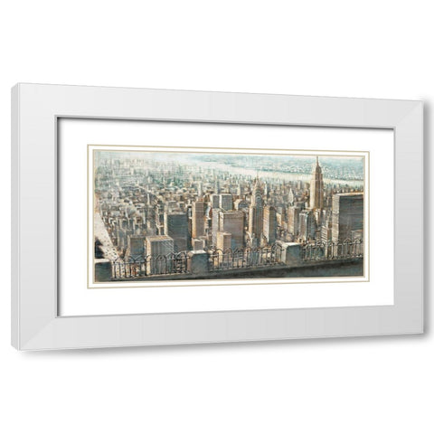 City View of Manhattan White Modern Wood Framed Art Print with Double Matting by Daniels, Matthew