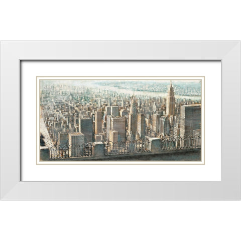 City View of Manhattan White Modern Wood Framed Art Print with Double Matting by Daniels, Matthew