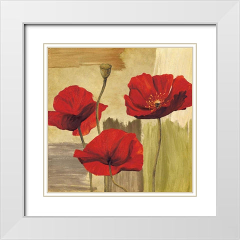 Panneau Printemps II White Modern Wood Framed Art Print with Double Matting by Besson, Nathalie