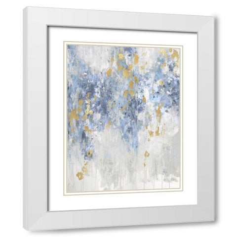Cascade Blue with Gold White Modern Wood Framed Art Print with Double Matting by Robbins, Nikki