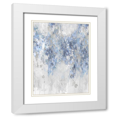 Cascade Blue with Silver White Modern Wood Framed Art Print with Double Matting by Robbins, Nikki