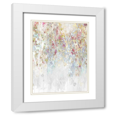 Cascade Magenta and Aqua White Modern Wood Framed Art Print with Double Matting by Robbins, Nikki