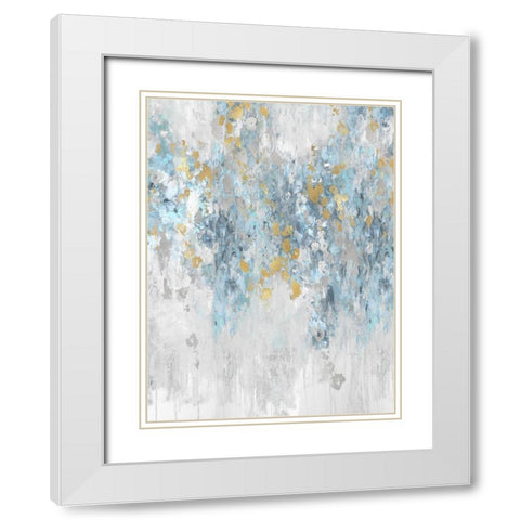 Cascade Aqua White Modern Wood Framed Art Print with Double Matting by Robbins, Nikki