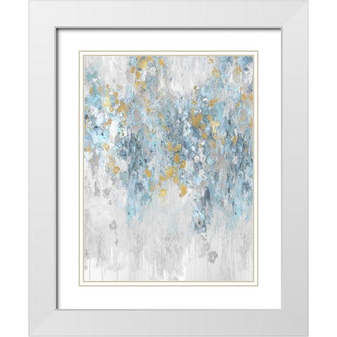 Cascade Aqua White Modern Wood Framed Art Print with Double Matting by Robbins, Nikki