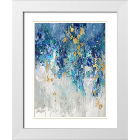 Cascading Blues I White Modern Wood Framed Art Print with Double Matting by Robbins, Nikki
