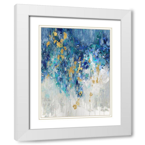 Cascading Blues II White Modern Wood Framed Art Print with Double Matting by Robbins, Nikki