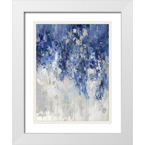 Cascade Indigo with Silver White Modern Wood Framed Art Print with Double Matting by Robbins, Nikki