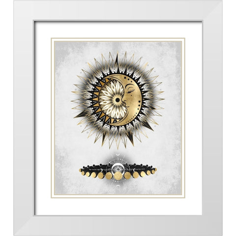 Meditative Moon I White Modern Wood Framed Art Print with Double Matting by Jeffries, Oliver