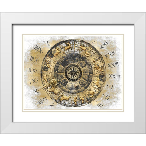 Zodiac Calendar I White Modern Wood Framed Art Print with Double Matting by Jeffries, Oliver