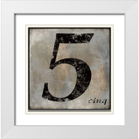 cinq White Modern Wood Framed Art Print with Double Matting by Jeffries, Oliver