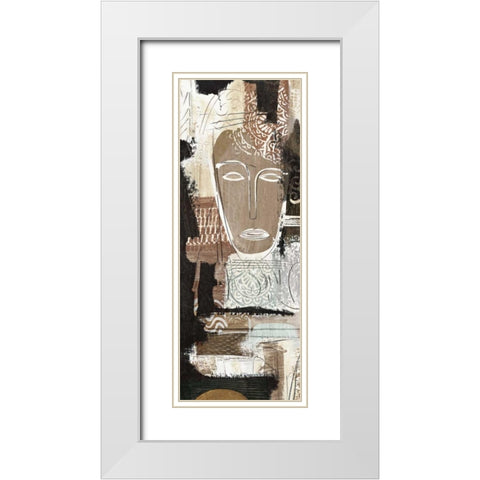 Ethnic Panel I White Modern Wood Framed Art Print with Double Matting by Carney, Patrick