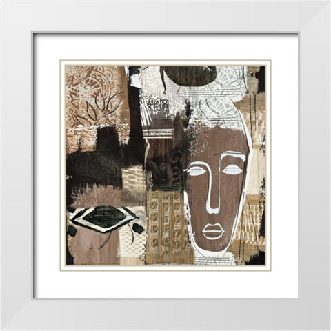 Ethno I White Modern Wood Framed Art Print with Double Matting by Carney, Patrick